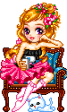 A pixel netmarble doll of a girl taking selfies